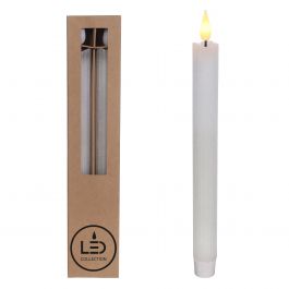LED Pencil candle Ø2.1 h. 25cm white (Set 2 pcs) [IFS-32587]