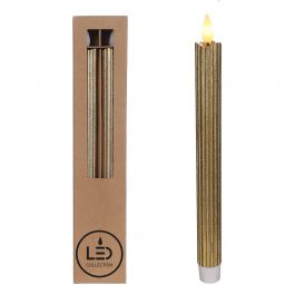 LED Pencil candle Ø2.1 h. 25cm gold (Set 2 pcs) [IFS-32592]