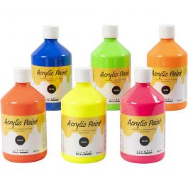 A-Color Acrylic Paint, neon colours, 05 - neon, 6x500ml