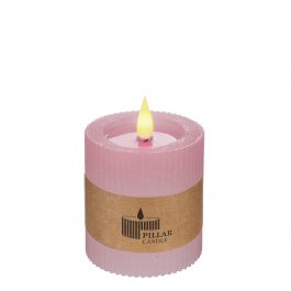 LED Rustic pillar candle Ø7 h.7,5cm pink (1 pc) [IFS-32604]