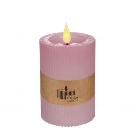 LED Rustic pillar candle Ø7 h.10 cm pink (1 pc) [IFS-32624]