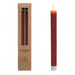 LED honeycomb candle   Ø2.2 h. 25cm Burgundy (set 2 pcs) [IFS-32681]