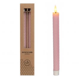LED honeycomb candle  Ø2.2 h.25cm Pink (set 2 pcs) [IFS-32684]