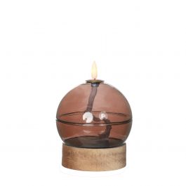 Led oil lamp h13,5 Ø10 cm mahogany (1 pc) [IFS-32808]