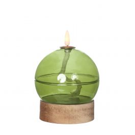 Led oil lamp h16,5 Ø12 cm light green (1 pc) [IFS-32815]