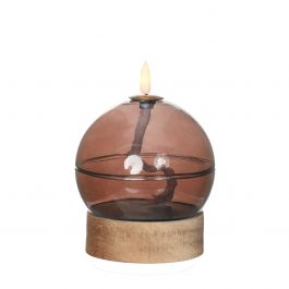 Led oil lamp h16,5 Ø12 cm mahogany (1 pc) [IFS-32818]