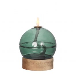 Led oil lamp h16,5 Ø12 cm dark green (1 pc) [IFS-32819]