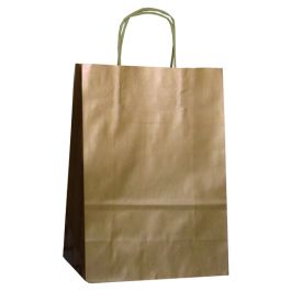 Paper Carrier Bags Gold 32+12x41cm Kraft 100 grams (50 pieces) [PAM3241GO]