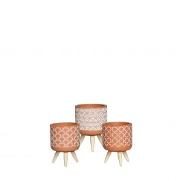 Plant pot Terra cement with wooden legs 11cm high (6 pcs.) [IFS-33002]