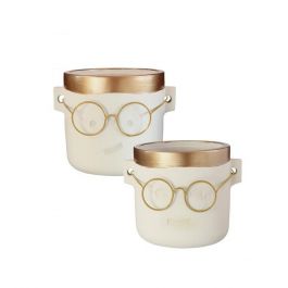 Plant pot  with glasses Gold 2 ass. Ø10 h:10 cm (6 Pcs) [IFS-33183]