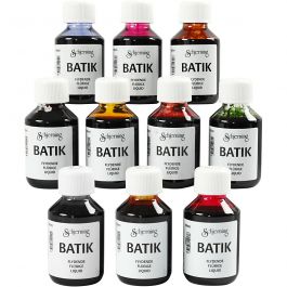 Batik dye, assorted colours, 10x100 ml/ 1 pack [HOB-33341]