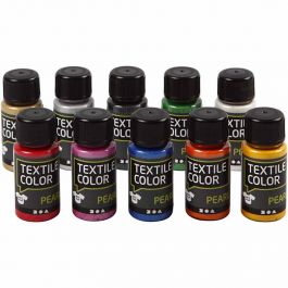 Textile Color Paint, asstd colours, pearl, 10x50ml