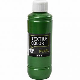 Textile Color Paint, brilliant green, mother of pearl, 250 ml/ 1 bottle [HOB-33726]