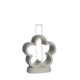 Cement Base Flower with Glass Tube 10x15cm 4cm deep (1 pc) [IFS-34010]