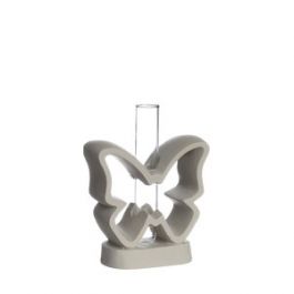 Cement Base Butterfly with Glass Tube 10x14cm 4cm deep (1 pc) [IFS-34011]