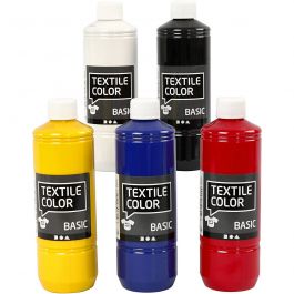 Textile Color Paint, primary colours, 5x500 ml/ 1 pack [HOB-34156]