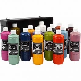 Textile Color Paint, assorted colours, 15x500 ml/ 1 pack [HOB-34165]