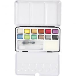 Art Aqua watercolour paints, metallic colours, size 10x15 mm, 12 colour/ 1 pack [HOB-34246]