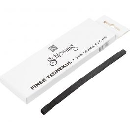 Charcoal Sticks, L: 15 cm, size 5x5 mm, 5 pc/ 1 pack [HOB-34470]