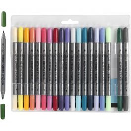 Textile Markers, line width: 2,3+3,6 mm, additional colours, 20pcs [HOB-34833]