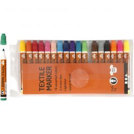Textile Markers, assorted colours, line 2-4 mm, 18 pc/ 1 pack [HOB-34837]