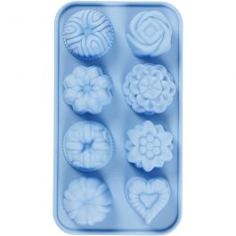 Silicone mould, light blue, small cakes, hole size 40x45 mm, 25 ml, 1 pc [HOB-37133]
