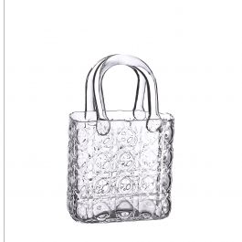 Handbag vase Elysee glass handle L.14 x W.9,5 x H.22 cm clear (1 pc) [IFS-37230]