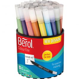 Berol Colourfine, assorted colours, D: 10 mm, line 0,3-0,7 mm, 42 pc/ 1 tub [HOB-37230]