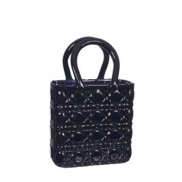 Handbag vase Elysee glass handle L.14 x W.9,5 x H.22 cm dark blue (1 pc) [IFS-37234]