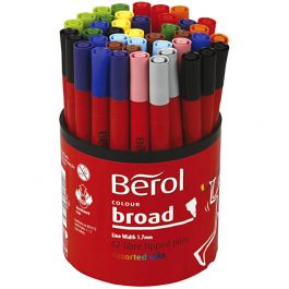 Berol Marker, assorted colours, D: 10 mm, line 1-1,7 mm, 42 pc/ 1 tub [HOB-37280]
