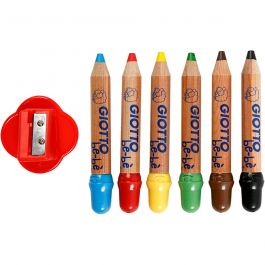 Colouring Pencils, assorted colours, L: 10,5 cm, D: 13 mm, lead 6 mm, 6 pc/ 1 pack [HOB-37294]
