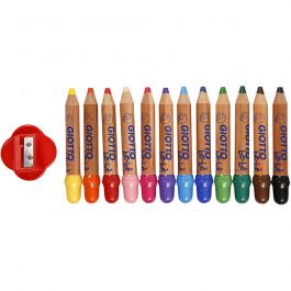 Colouring Pencils, assorted colours, L: 10,5 cm, D: 13 mm, lead 6 mm, 12 pc/ 1 pack [HOB-37295]