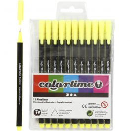 Colortime Fineliner, yellow, line 0,6-0,7 mm, 12 pc/ 1 pack [HOB-373637]