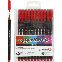 Colortime Fineliner, red, line 0,6-0,7 mm, 12 pc/ 1 pack [HOB-373640]