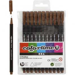 Colortime Fineliner, brown, line 0,6-0,7 mm, 12 pc/ 1 pack [HOB-373642]