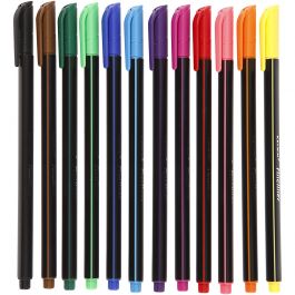 Colortime Fineliner, assorted colours, 12 pc/ 1 pack [HOB-373648]
