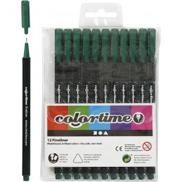 Colortime Fineliner, dark green, line 0,6-0,7 mm, 12 pc/ 1 pack [HOB-373654]