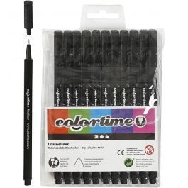 Colortime Fineliner, black, line 0,6-0,7 mm, 12 pc/ 1 pack [HOB-373661]