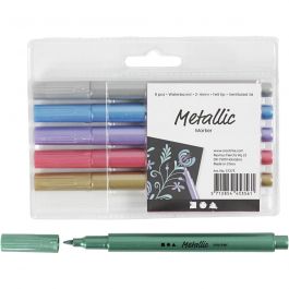 Metallic marker, line 2-4 mm, metallic colours, 6 pc/ 1 pack [HOB-37375]