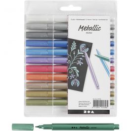 Metallic marker, line 2-4 mm, metallic colours, 12pc/ 1 pack [HOB-37376]