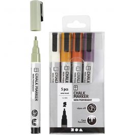 Chalk markers, mute colours, line 1,2-3 mm, 5 pc/ 1 pack [HOB-37386]