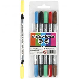 Colortime Double Marker, standard colours, line 2,3+3,6 mm, 6 pc/ 1 pack [HOB-37984]