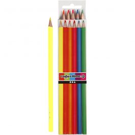 Colortime colouring pencils, neon colours, L: 17,45 cm, lead 3 mm, 6 pc/ 1 pack [HOB-38096]