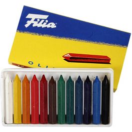 Oil Crayons, L: 6 cm, thickness 7x7 mm, 12 pc/ 1 pack [HOB-38102]