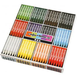 Colortime Wax Crayons, assorted colours, L: 10 cm, thickness 11 mm, 288 pc/ 1 pack [HOB-38139]