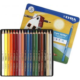 Super Ferby 1 colouring pencils, assorted colours, L: 18 cm, lead 3 mm, 18 pc/ 1 pack [HOB-38386]