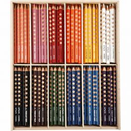 Groove Colouring Pencils, assorted colours, L: 18 cm, lead 4.25 mm, 144 pc/ 1 pack [HOB-38504]