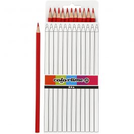Colortime colouring pencils, red, L: 17 cm, lead 3 mm, 12 pc/ 1 pack [HOB-38572]