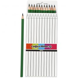 Colortime colouring pencils, green, L: 17 cm, lead 3 mm, 12 pc/ 1 pack [HOB-38579]