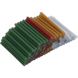 Glue Gun Sticks, gold, green, red, silver, L: 10 cm, D: 7 mm, glitter, 100 pc/ 1 pack [HOB-39147]